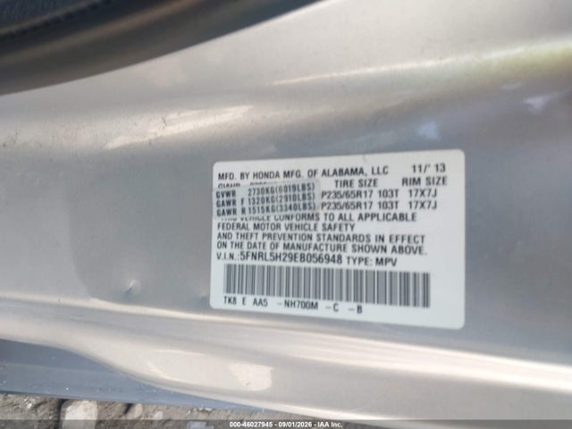 Aukcja sprzedaży 2014 Honda Odyssey Lx, vin: 5FNRL5H29EB056948, numer aukcji: 46027945