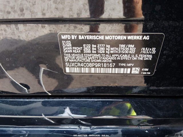 46027956 :رقم المزاد ، 5UXCR4C08P9R18167 vin ، 2023 Bmw X5 Sdrive40i مزاد بيع