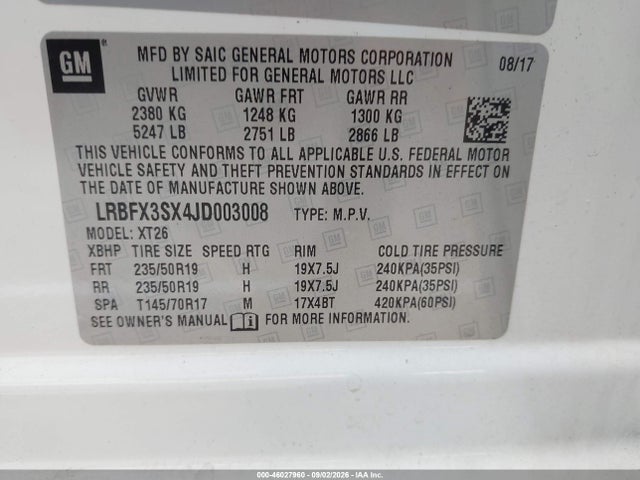 Aukcja sprzedaży 2018 Buick Envision Premium I, vin: LRBFX3SX4JD003008, numer aukcji: 46027960