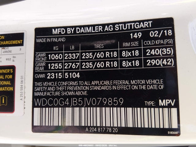 Продажа на аукционе авто 2018 Mercedes-benz Glc 300, vin: WDC0G4JB5JV079859, номер лота: 46028003