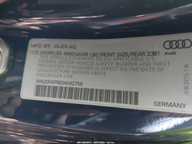 Aukcja sprzedaży 2013 Audi A5 2.0t Premium, vin: WAUCFAFR8DA042758, numer aukcji: 46028015