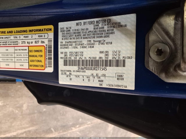 Продаж на аукціоні авто 2018 Ford Fusion Hybrid S, vin: 3FA6P0UUXJR271545, номер лоту: 46028077