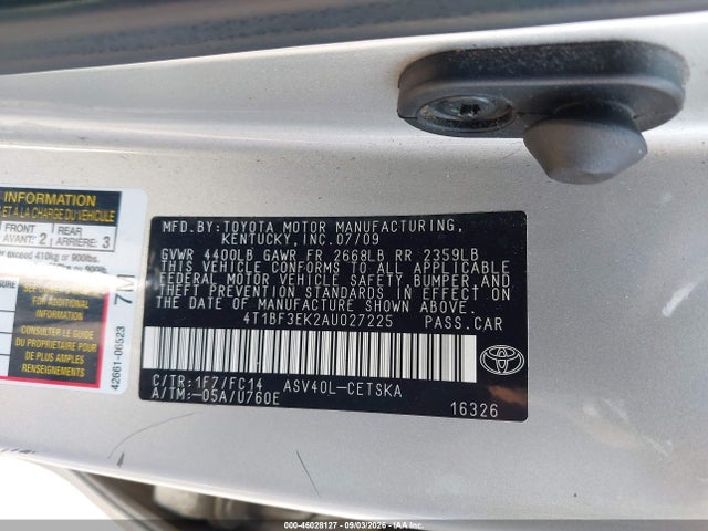 46028127 :رقم المزاد ، 4T1BF3EK2AU027225 vin ، 2010 Toyota Camry Se مزاد بيع