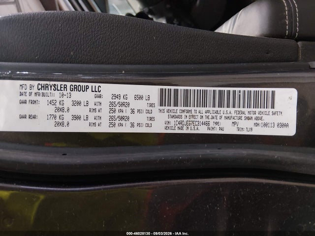 Aukcja sprzedaży 2014 Dodge Durango Citadel, vin: 1C4RDJEG7EC314466, numer aukcji: 46028130