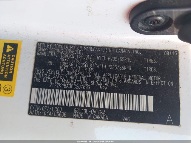 Aukcja sprzedaży 2015 Lexus Rx 350, vin: 2T2ZK1BA3FC207683, numer aukcji: 46028134