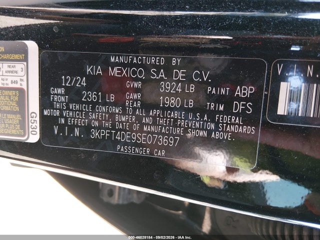 Продажа на аукционе авто 2025 Kia K4 Lx, vin: 3KPFT4DE9SE073697, номер лота: 46028184