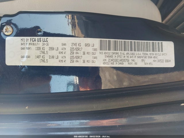 46028185 :رقم المزاد ، 2C4RDGBG1HR595750 vin ، 2017 Dodge Grand Caravan Se مزاد بيع