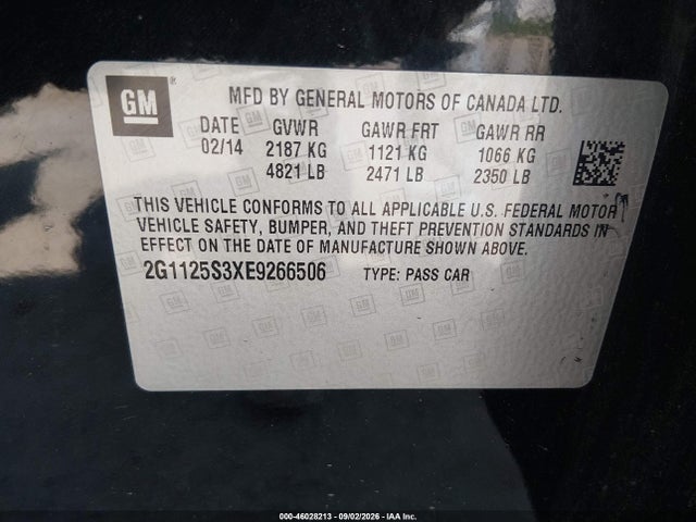 Aukcja sprzedaży 2014 Chevrolet Impala 2lt, vin: 2G1125S3XE9266506, numer aukcji: 46028213