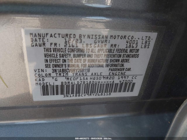 46028272 :رقم المزاد ، 3N1AB8CV9RY268118 vin ، 2024 Nissan Sentra Sv Xtronic Cvt مزاد بيع