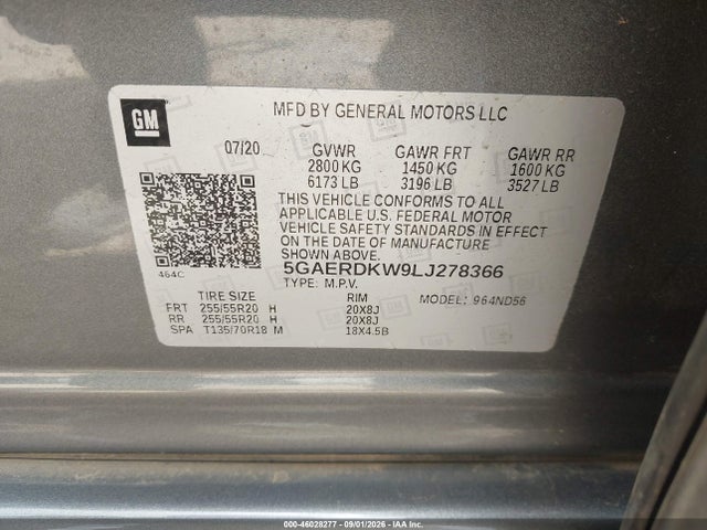 Продажа на аукционе авто 2020 Buick Enclave Fwd Avenir, vin: 5GAERDKW9LJ278366, номер лота: 46028277