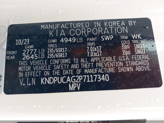 46028295 :رقم المزاد ، KNDPUCAG2P7117340 vin ، 2023 Kia Sportage Hybrid Lx مزاد بيع