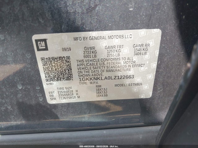2020 Gmc Acadia Fwd Sle მანქანა იყიდება აუქციონზე, vin: 1GKKNKLA0LZ122663, აუქციონის ნომერი: 46028309