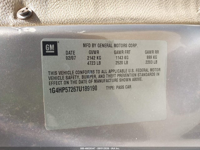 Продажа на аукционе авто 2007 Buick Lucerne Cx, vin: 1G4HP57267U189190, номер лота: 46028347