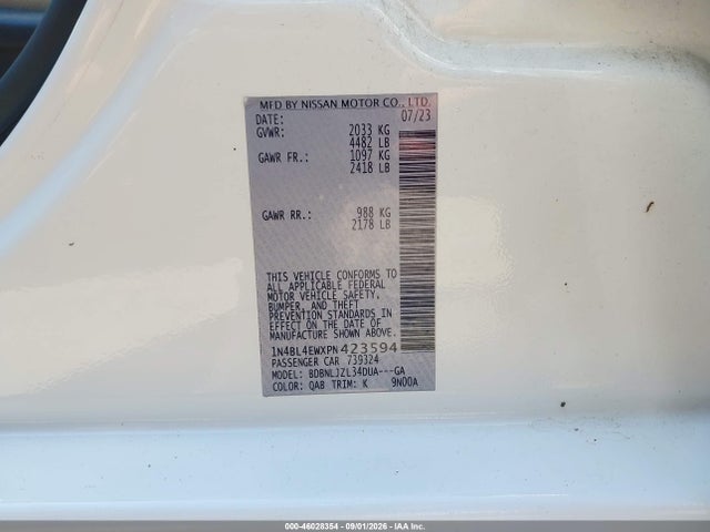 Продажа на аукционе авто 2023 Nissan Altima Sl Intelligent Awd, vin: 1N4BL4EWXPN423594, номер лота: 46028354