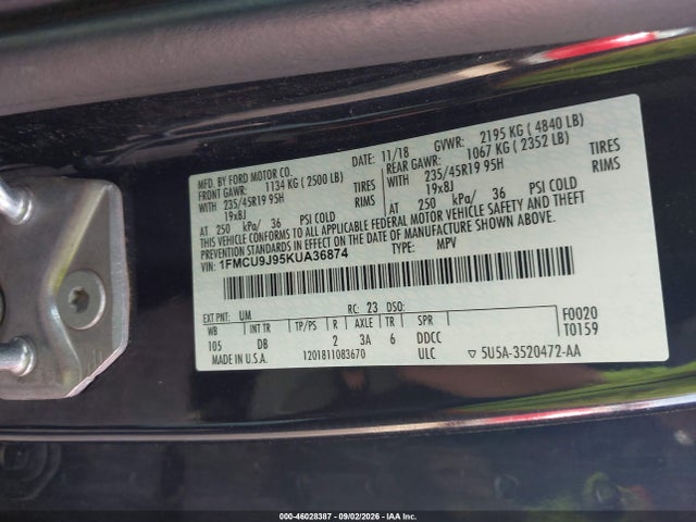 Ford Escape Titanium 2019 1FMCU9J95KUA36874 Image 9