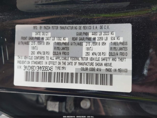 Aukcja sprzedaży 2021 Mazda Cx-30 2.5 Turbo Premium, vin: 3MVDMBDY3MM306046, numer aukcji: 46028416