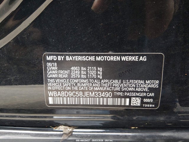 Aukcja sprzedaży 2018 Bmw 330i Xdrive, vin: WBA8D9C58JEM33490, numer aukcji: 46028427