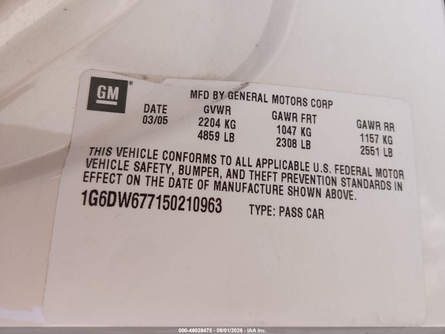 Продажа на аукционе авто 2005 Cadillac Sts V6, vin: 1G6DW677150210963, номер лота: 46028475