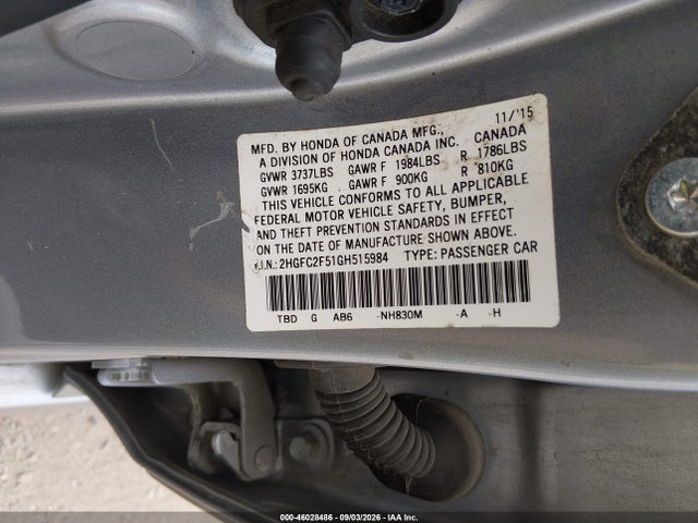 Продаж на аукціоні авто 2016 Honda Civic Lx, vin: 2HGFC2F51GH515984, номер лоту: 46028486