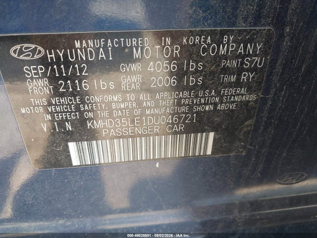 Продажа на аукционе авто 2013 Hyundai Elantra Gt, vin: KMHD35LE1DU046721, номер лота: 46028501