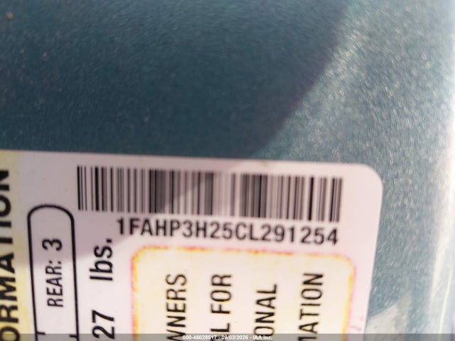 Aukcja sprzedaży 2012 Ford Focus Sel, vin: 1FAHP3H25CL291254, numer aukcji: 46028517