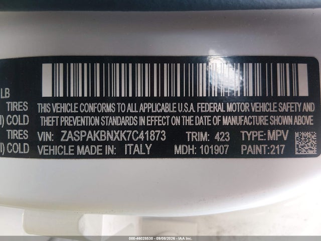 Aukcja sprzedaży 2019 Alfa Romeo Stelvio Ti Sport Awd, vin: ZASPAKBNXK7C41873, numer aukcji: 46028530