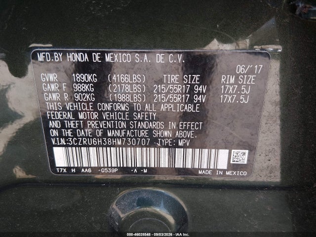 Honda HR-V LX 2017 3CZRU6H38HM730707 Image 9