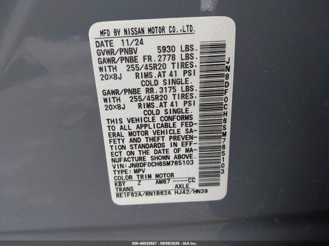 Продажа на аукционе авто 2025 Nissan Ariya Platinum+, vin: JN8DF0CH6SM765103, номер лота: 46028587