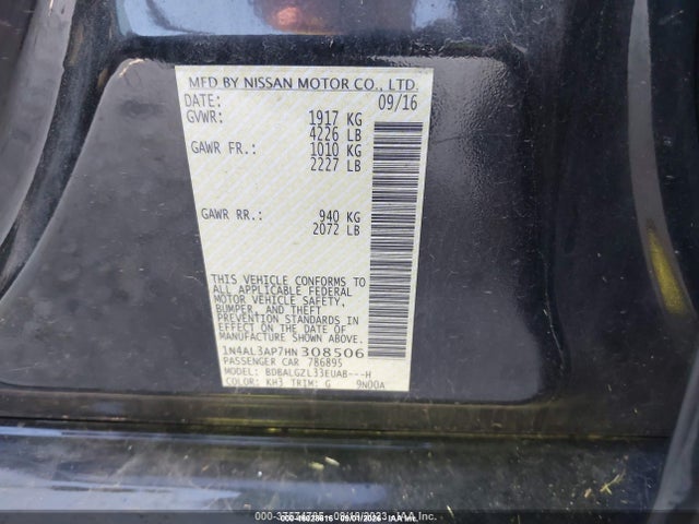 Продаж на аукціоні авто 2017 Nissan Altima 2.5 S, vin: 1N4AL3AP7HN308506, номер лоту: 46028616