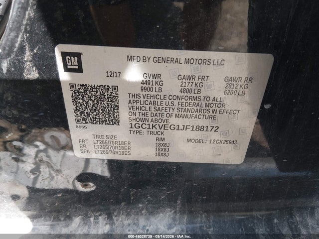 Aukcja sprzedaży 2018 Chevrolet Silverado 2500hd Lt, vin: 1GC1KVEG1JF188172, numer aukcji: 46028739