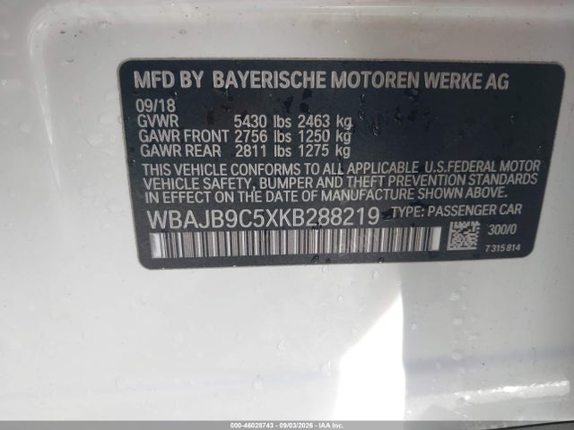 Продаж на аукціоні авто 2019 Bmw M550i Xdrive, vin: WBAJB9C5XKB288219, номер лоту: 46028743