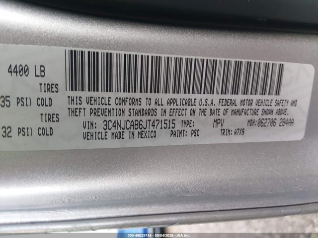 Продажа на аукционе авто 2018 Jeep Compass Sport Fwd, vin: 3C4NJCAB6JT471515, номер лота: 46028748