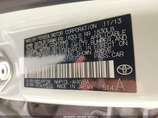 46028762 :رقم المزاد ، JTDKDTB35D1557086 vin ، 2013 Toyota Prius C Two مزاد بيع