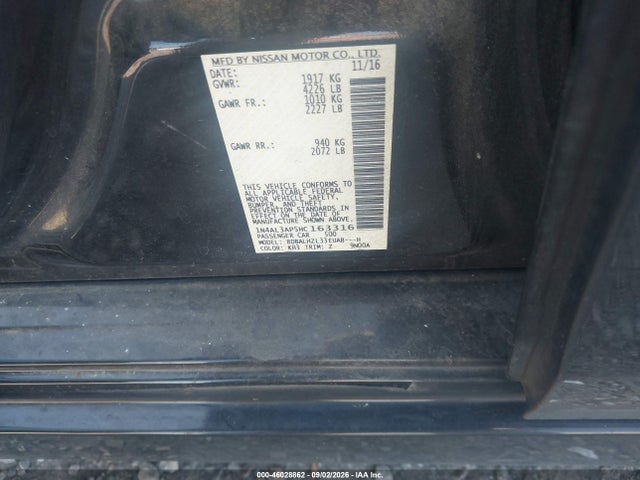 Nissan Altima 2.5 Sr 2017 1N4AL3AP5HC163316 Image 9