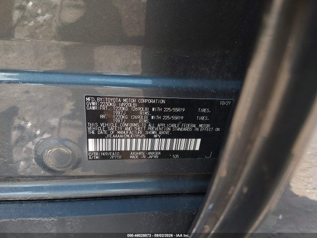 Aukcja sprzedaży 2021 Toyota Venza Xle, vin: JTEAAAAH2MJ078545, numer aukcji: 46028873