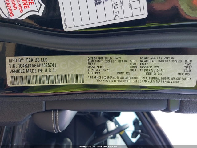 Продажа на аукционе авто 2023 Jeep Grand Cherokee L Altitude 4x4, vin: 1C4RJKAG6P8828741, номер лота: 46028912