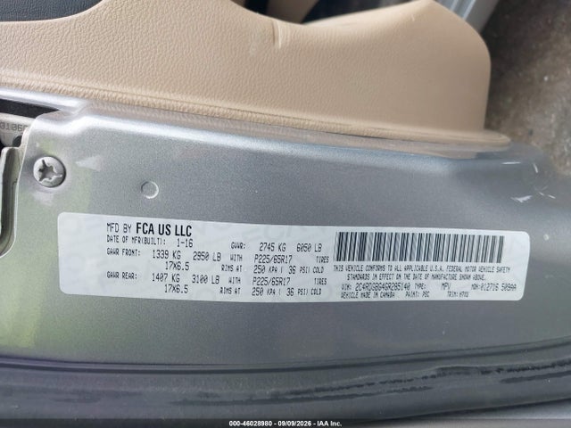 Aukcja sprzedaży 2016 Dodge Grand Caravan Se, vin: 2C4RDGBG4GR285140, numer aukcji: 46028980