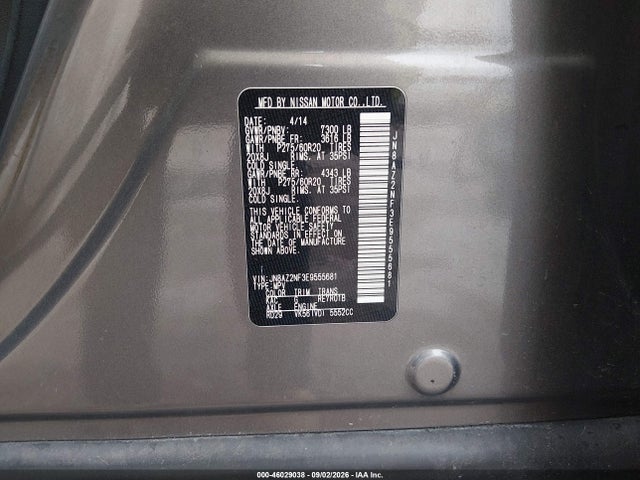 Aukcja sprzedaży 2014 Infiniti Qx80, vin: JN8AZ2NF3E9555681, numer aukcji: 46029038