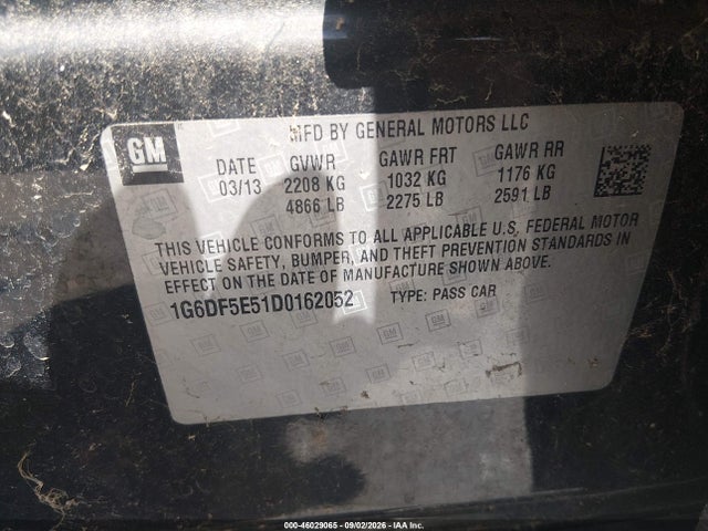 Aukcja sprzedaży 2013 Cadillac Cts Luxury, vin: 1G6DF5E51D0162052, numer aukcji: 46029065