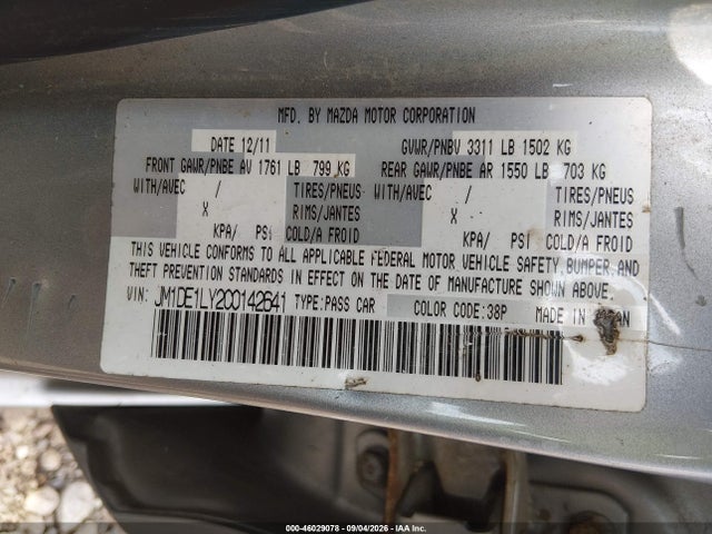 2012 Mazda Mazda2 Touring მანქანა იყიდება აუქციონზე, vin: JM1DE1LY2C0142641, აუქციონის ნომერი: 46029078