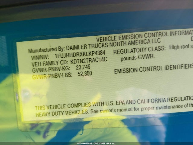 2019 Freightliner New Cascadia 126 მანქანა იყიდება აუქციონზე, vin: 1FUJHHDRXKLKP4384, აუქციონის ნომერი: 46029096