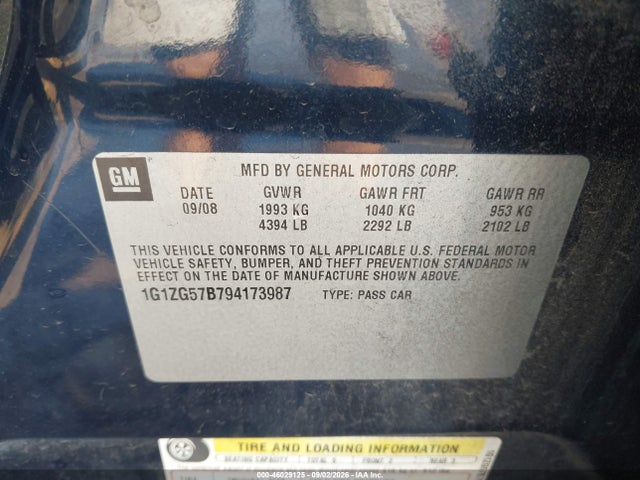 Aukcja sprzedaży 2009 Chevrolet Malibu Ls, vin: 1G1ZG57B794173987, numer aukcji: 46029125
