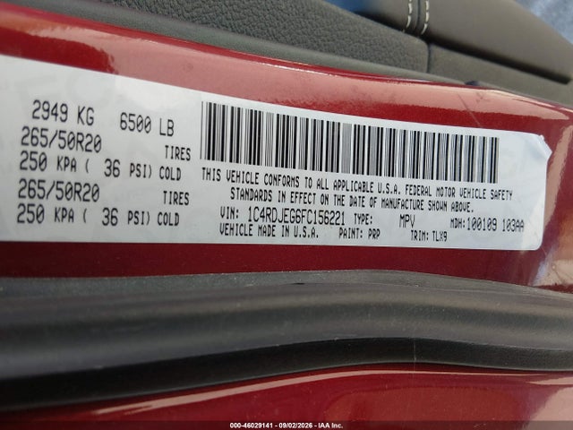 Aukcja sprzedaży 2015 Dodge Durango Citadel, vin: 1C4RDJEG6FC156221, numer aukcji: 46029141
