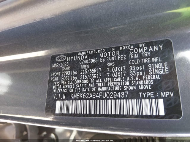 Aukcja sprzedaży 2023 Hyundai Kona Sel, vin: KM8K62AB4PU029437, numer aukcji: 46029163