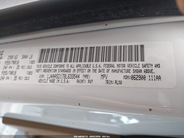 46029175 :رقم المزاد ، 1J4AA5D17BL633544 vin ، 2011 Jeep Wrangler Sahara مزاد بيع