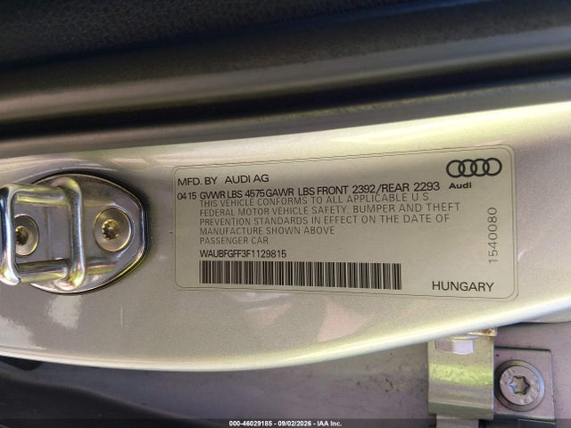Продажа на аукционе авто 2015 Audi A3 2.0t Premium, vin: WAUBFGFF3F1129815, номер лота: 46029185