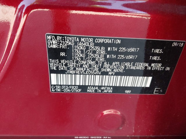 2018 Toyota Rav4 Le მანქანა იყიდება აუქციონზე, vin: JTMBFREV5JD255494, აუქციონის ნომერი: 46029243