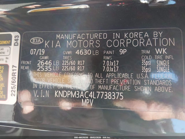 KIA Sportage Lx 2020 KNDPM3AC4L7738375 Image 9