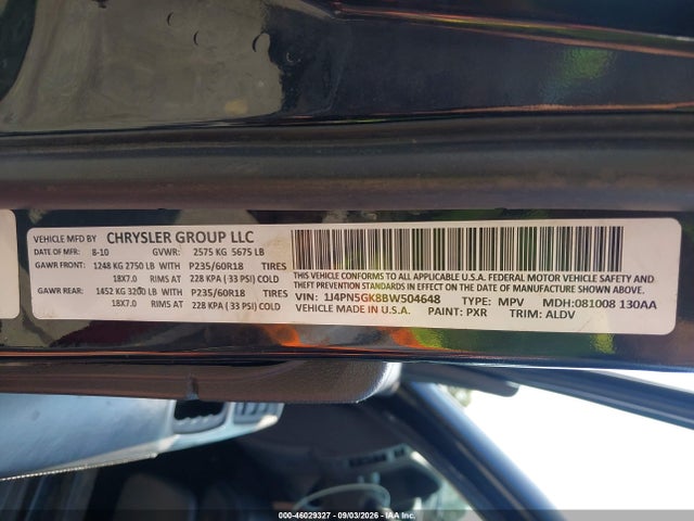 Продажа на аукционе авто 2011 Jeep Liberty Limited Edition, vin: 1J4PN5GK8BW504648, номер лота: 46029327