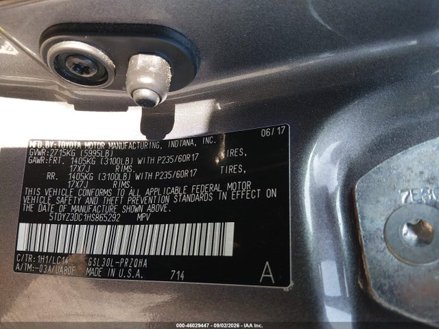 Продажа на аукционе авто 2017 Toyota Sienna Xle 8 Passenger, vin: 5TDYZ3DC1HS865292, номер лота: 46029447